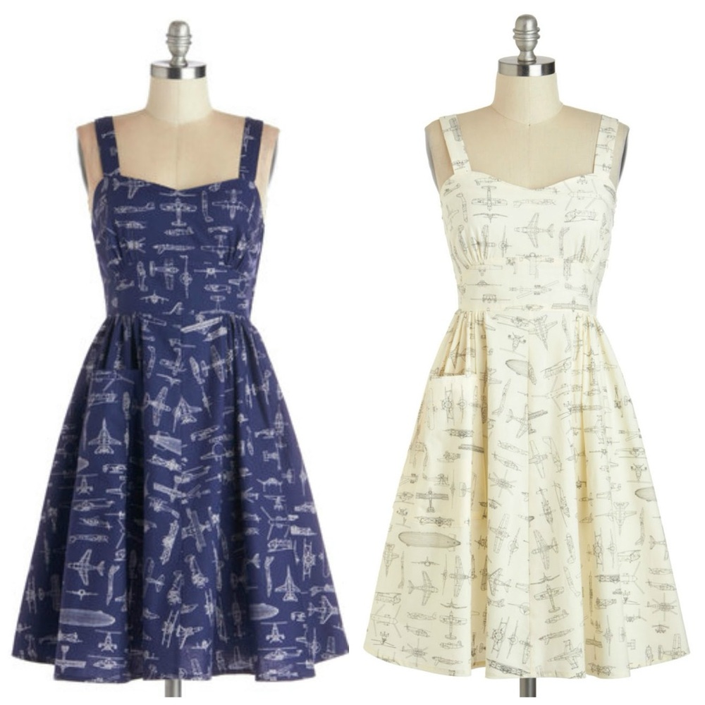 Modcloth on a barrel roll airplane dress #airplanes #novelty